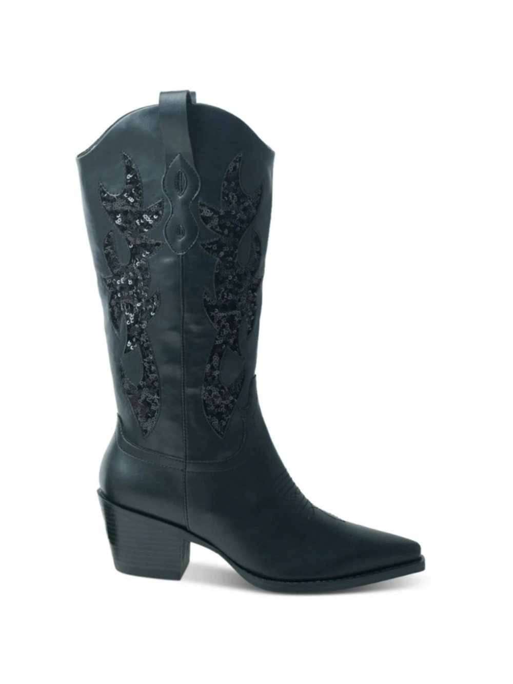 Wild Pair Women's Size 8.5 Black Cowboy Boots w/ Sequin Sparkle Details NIB - Picture 4 of 13